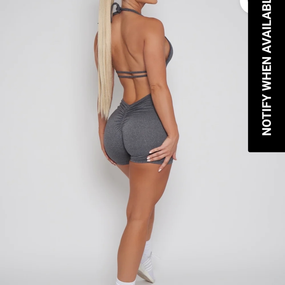 sexy workout romper with ruched butt